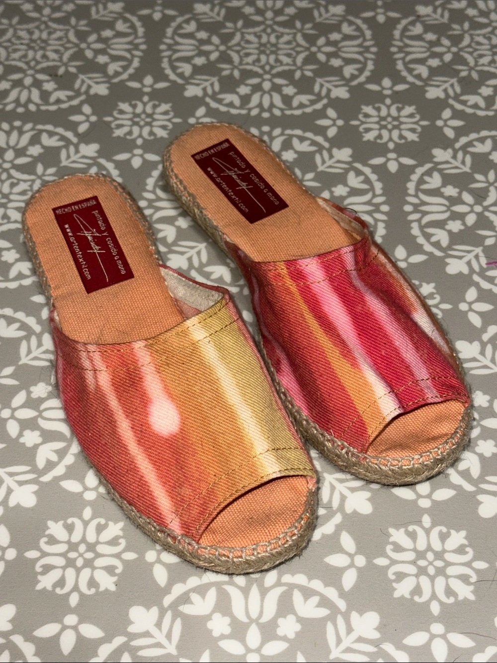 Multicolor Stripe Espadrille Slide - Orange/Pink